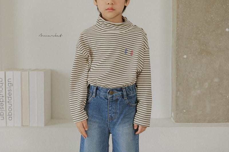 A-MARKET - Korean Children Fashion - #Kfashion4kids - Clip Stripes Turtleneck Tee - 2