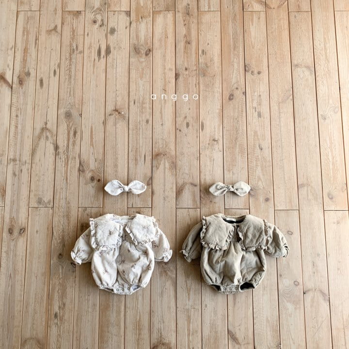 ANGGO - Korean Children Fashion - #Kfashion4kids - Bebe Garden One-piece Dark Beige - 2