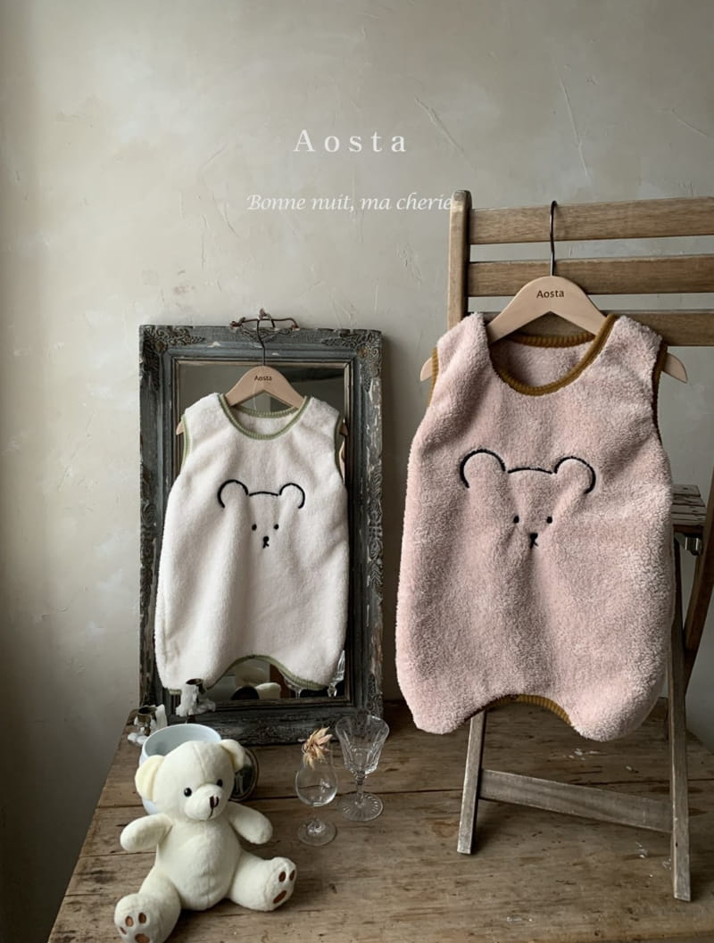 AOSTA - Korean Children Fashion - #Kfashion4kids - Bear Needlework Sleeping Vest - 2