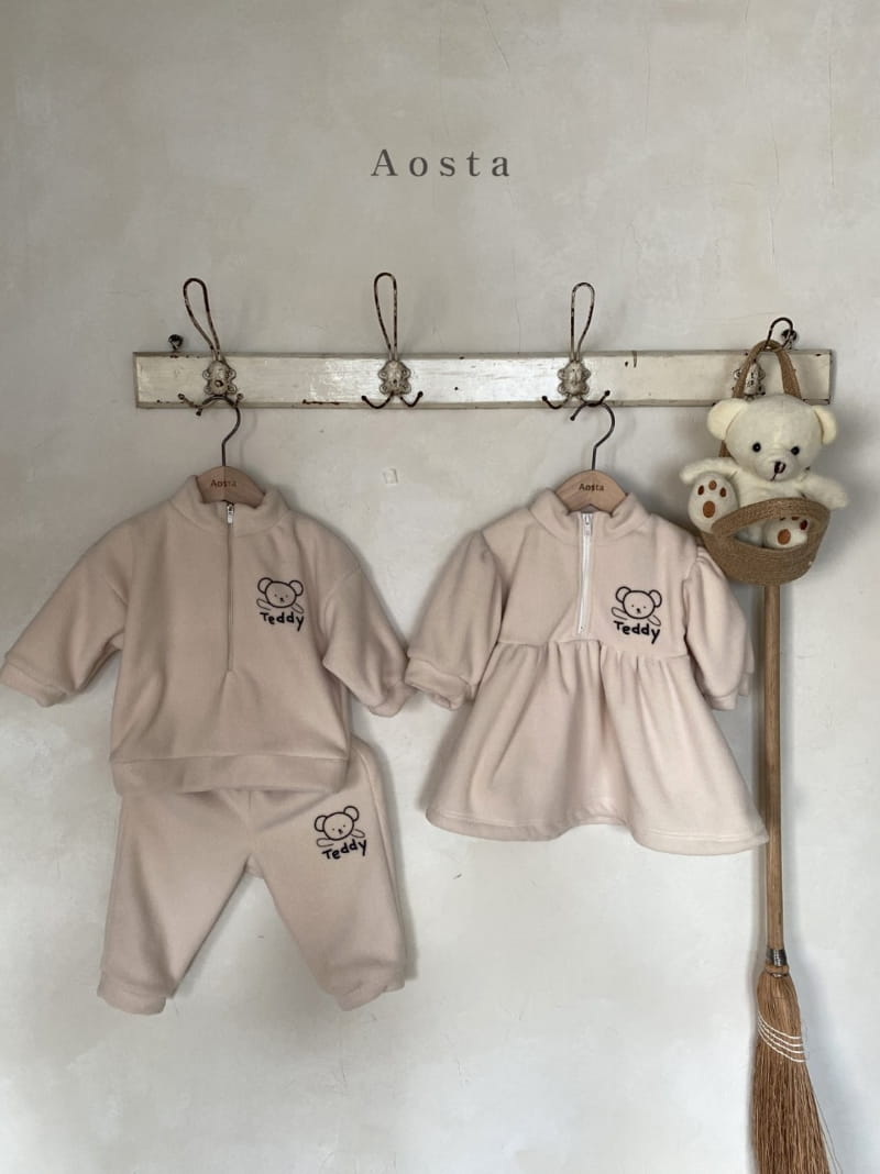 AOSTA - Korean Children Fashion - #Kfashion4kids - Teddy Anorak Top Bottom Set - 2