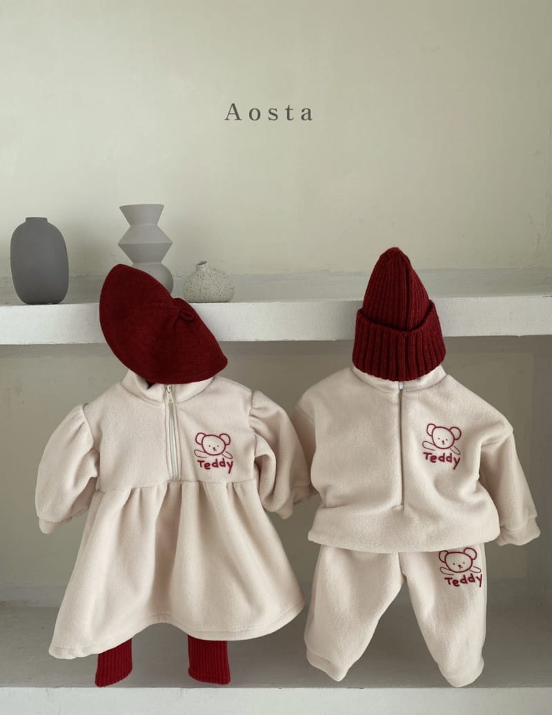 AOSTA - Korean Children Fashion - #Kfashion4kids - Teddy Anorak Top Bottom Set - 6
