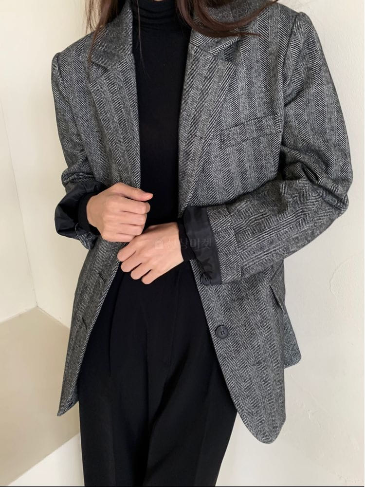 AROUND110 - Korean Children Fashion - #Kfashion4kids - Herringbone Jacket