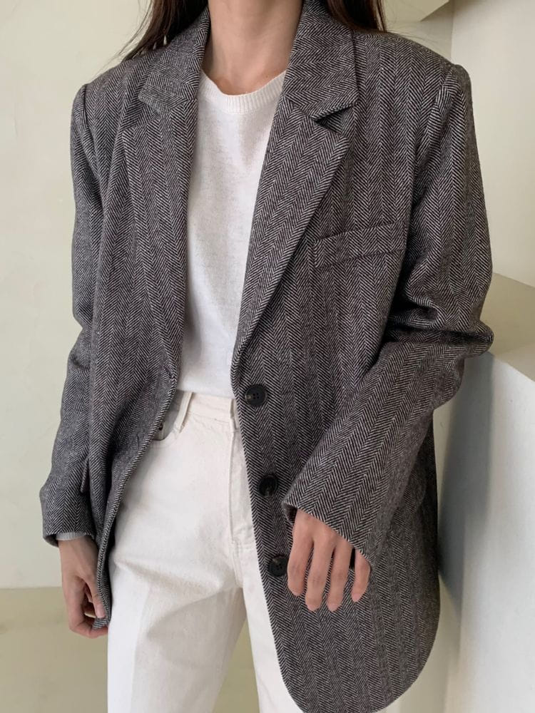 AROUND110 - Korean Children Fashion - #Kfashion4kids - Herringbone Jacket - 4