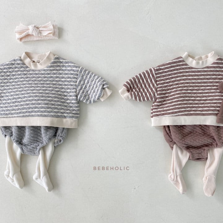 BEBE HOLIC - Korean Children Fashion - #Kfashion4kids - Stripes Quilting Top Bottom Set