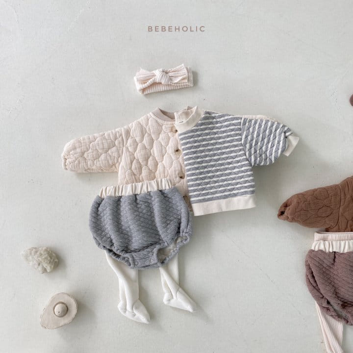 BEBE HOLIC - Korean Children Fashion - #Kfashion4kids - Stripes Quilting Top Bottom Set - 3