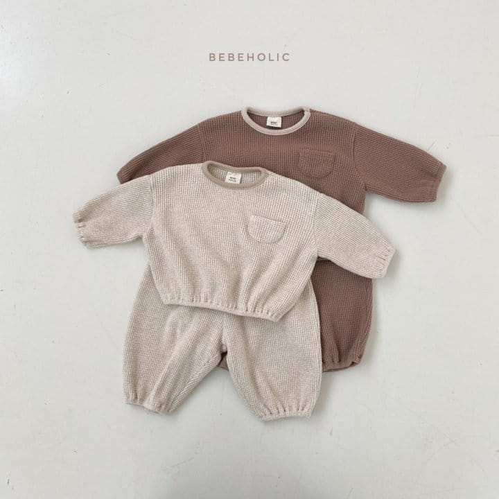 BEBE HOLIC - Korean Children Fashion - #Kfashion4kids - Waffle Fleece Top Bottom Set - 4