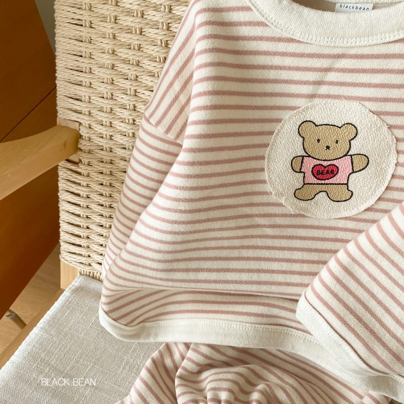 BLACK BEAN - Korean Children Fashion - #Kfashion4kids - Bear Stripes Top Bottom Set - 5