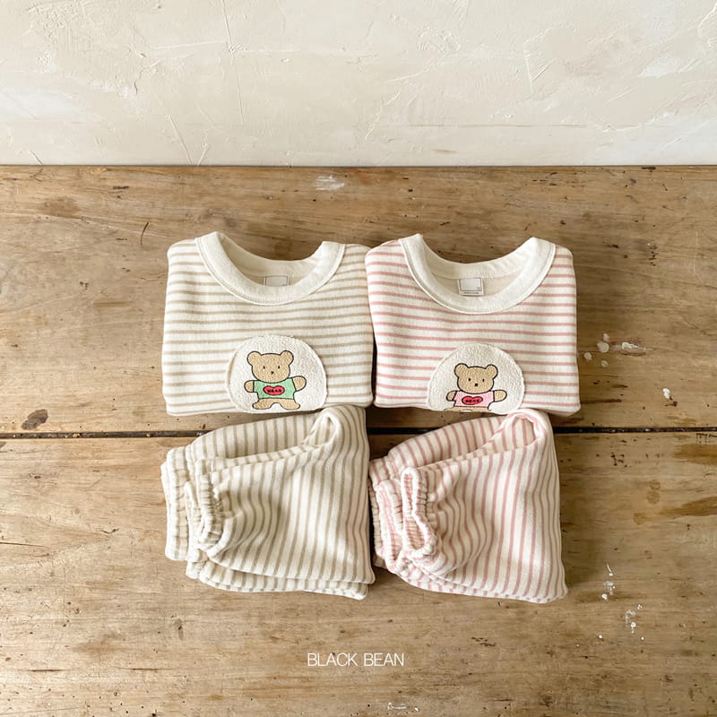 BLACK BEAN - Korean Children Fashion - #Kfashion4kids - Bear Bebe Stripes Top Bottom Set