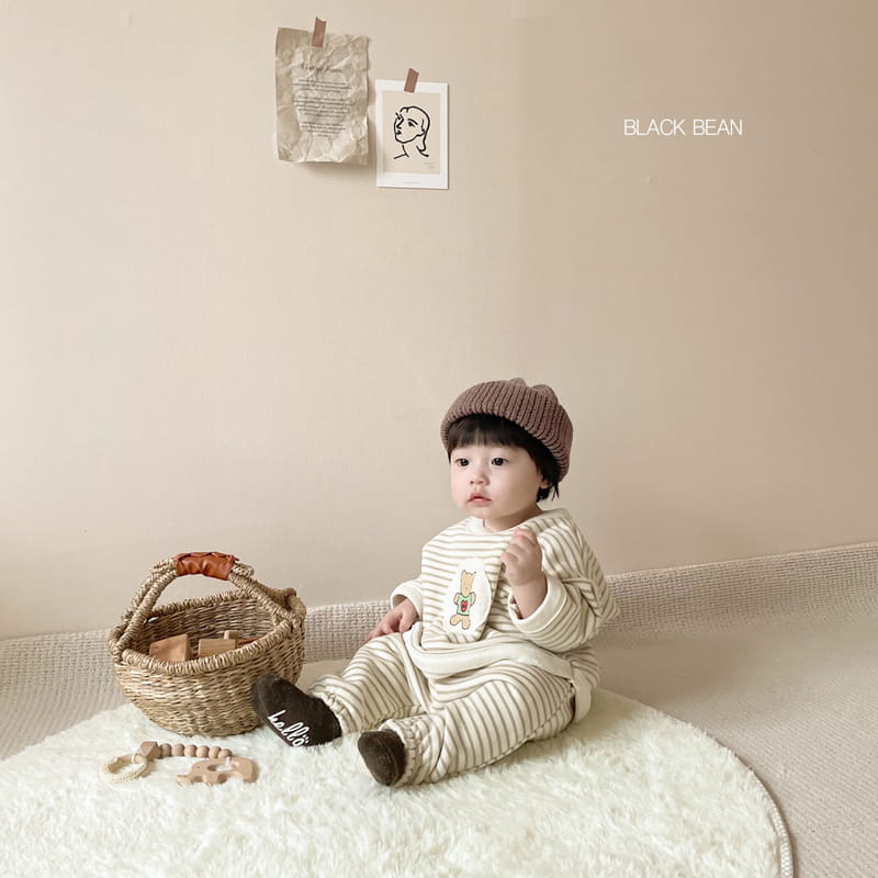 BLACK BEAN - Korean Children Fashion - #Kfashion4kids - Bear Bebe Stripes Top Bottom Set - 10