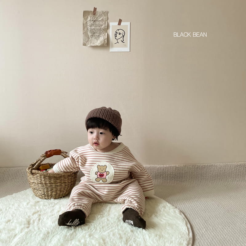 BLACK BEAN - Korean Children Fashion - #Kfashion4kids - Bear Bebe Stripes Top Bottom Set - 12