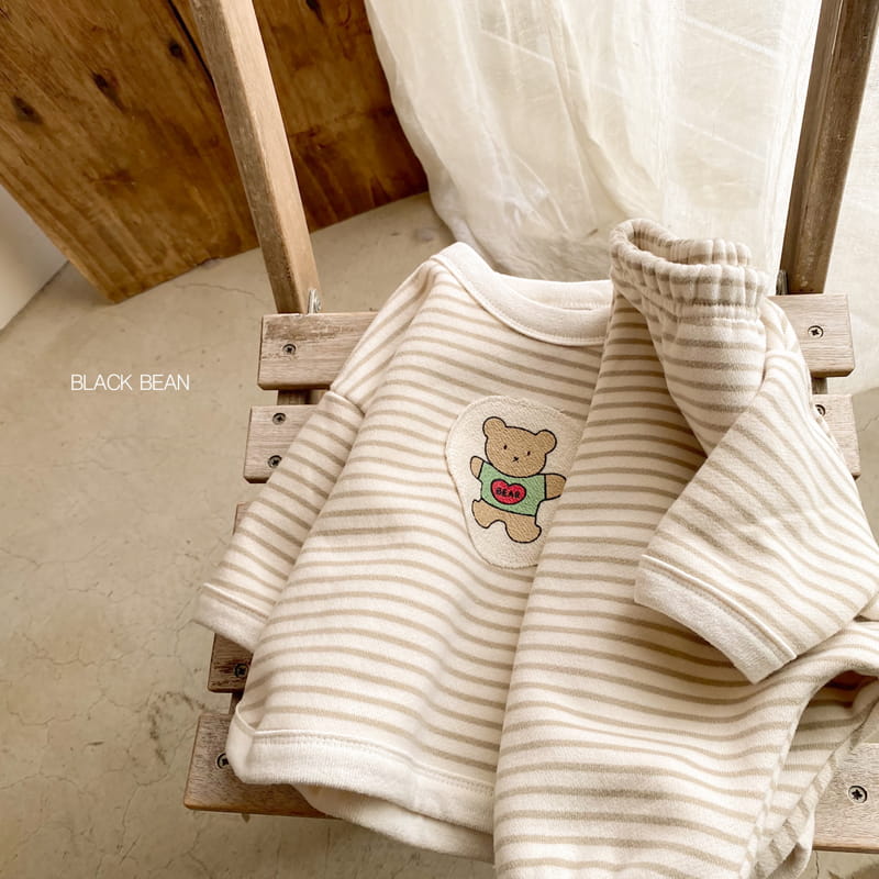 BLACK BEAN - Korean Children Fashion - #Kfashion4kids - Bear Bebe Stripes Top Bottom Set - 3