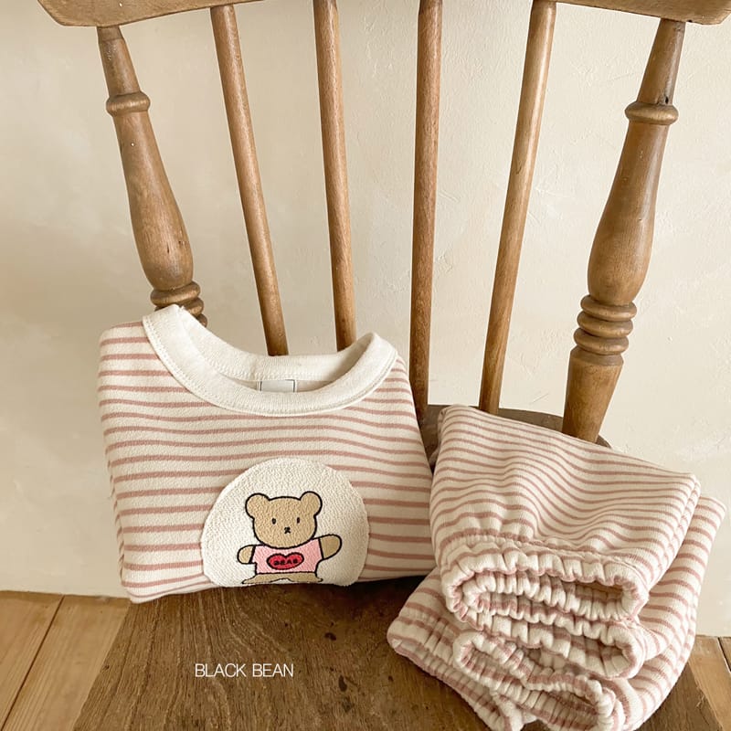 BLACK BEAN - Korean Children Fashion - #Kfashion4kids - Bear Bebe Stripes Top Bottom Set - 4