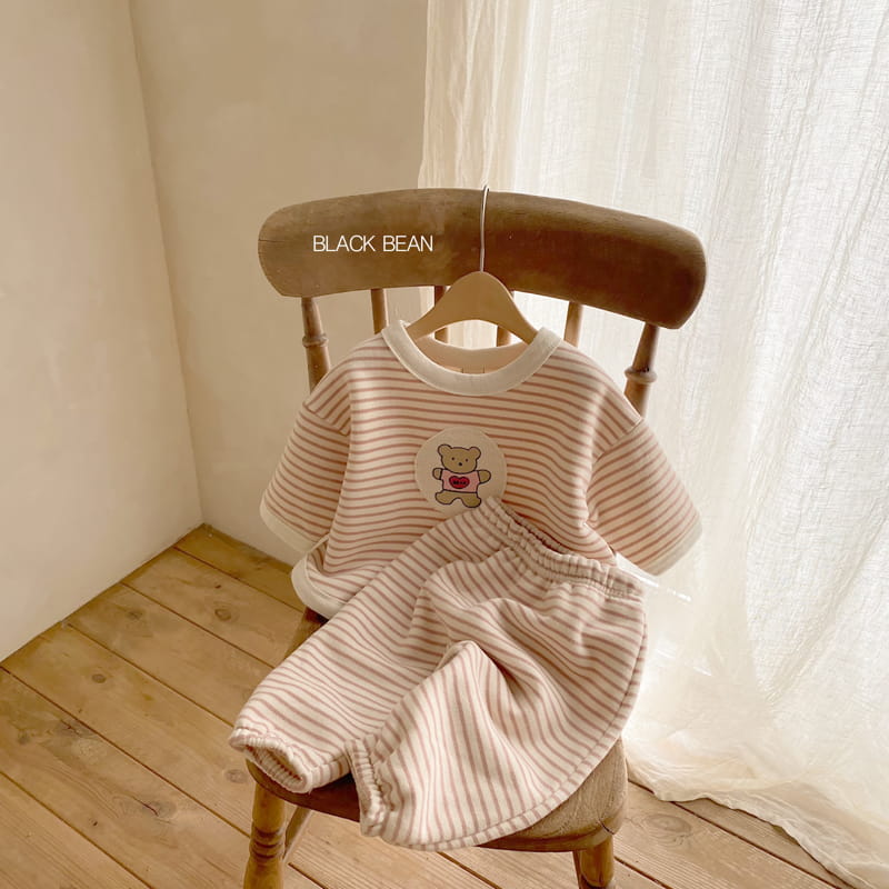 BLACK BEAN - Korean Children Fashion - #Kfashion4kids - Bear Bebe Stripes Top Bottom Set - 5