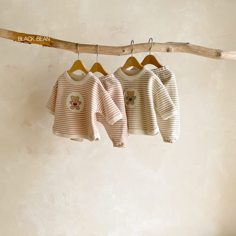BLACK BEAN - Korean Children Fashion - #Kfashion4kids - Bear Bebe Stripes Top Bottom Set - 6