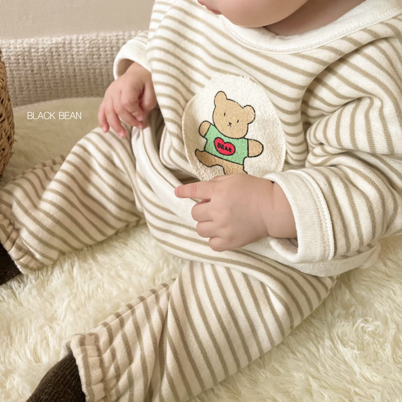 BLACK BEAN - Korean Children Fashion - #Kfashion4kids - Bear Bebe Stripes Top Bottom Set - 9