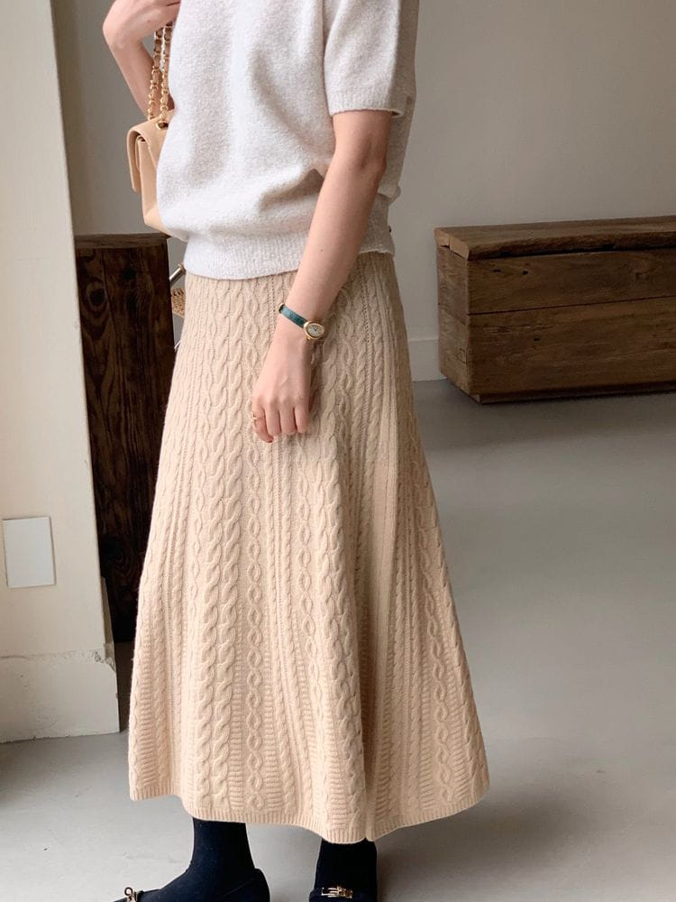 BOWEN - Korean Children Fashion - #Kfashion4kids - Cash Cable Whole Skirt - 7