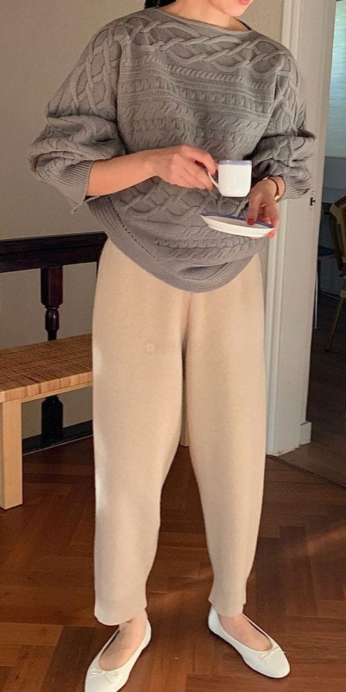 BOWEN - Korean Children Fashion - #Kfashion4kids - Twice Knit Jogger Pants - 9