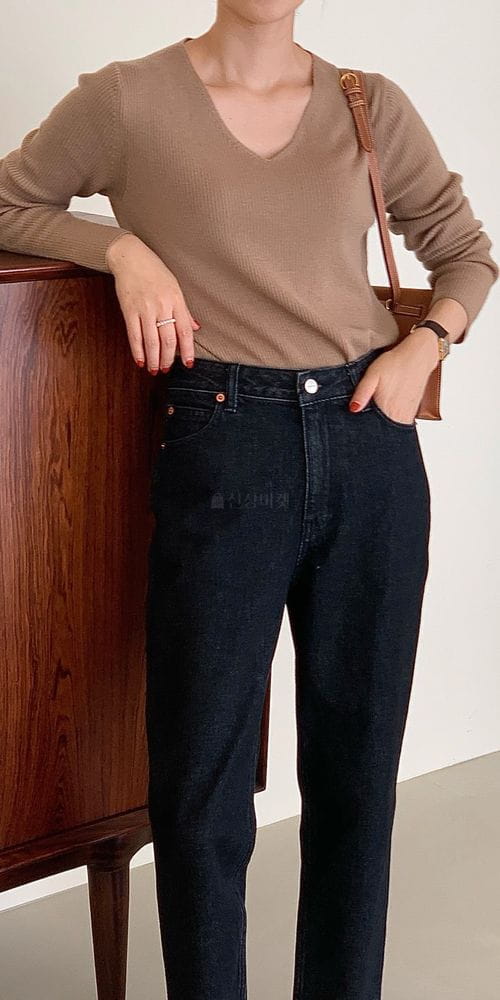 BOWEN - Korean Children Fashion - #Kfashion4kids - Rib V Neck Knit - 8