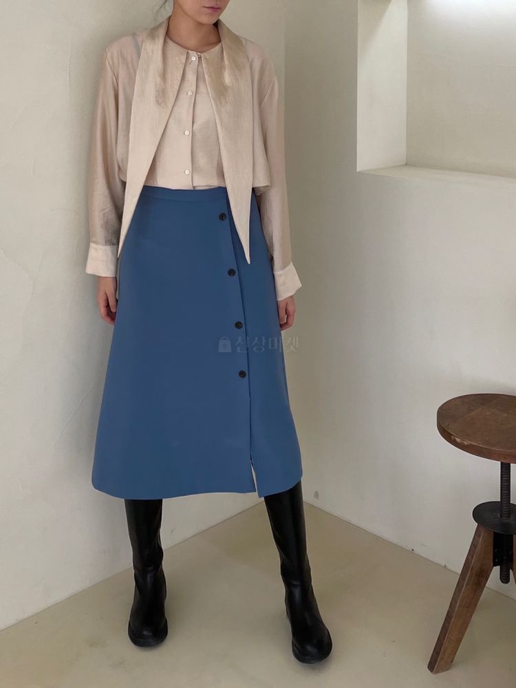 BROWNS - Korean Children Fashion - #Kfashion4kids - Shell Button Skirt