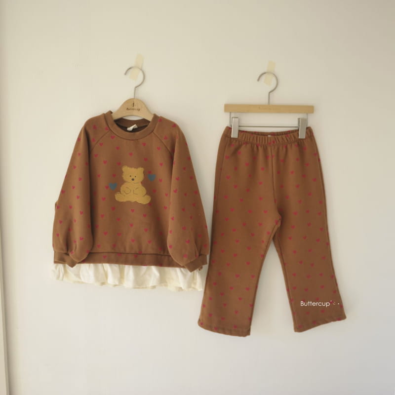 BUTTERCUP - Korean Children Fashion - #Kfashion4kids - Heart Bear Top Bottom Set