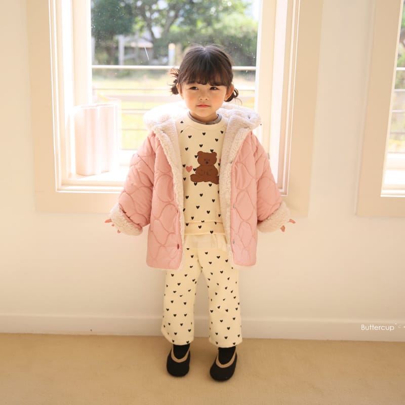 BUTTERCUP - Korean Children Fashion - #Kfashion4kids - Heart Bear Top Bottom Set - 12