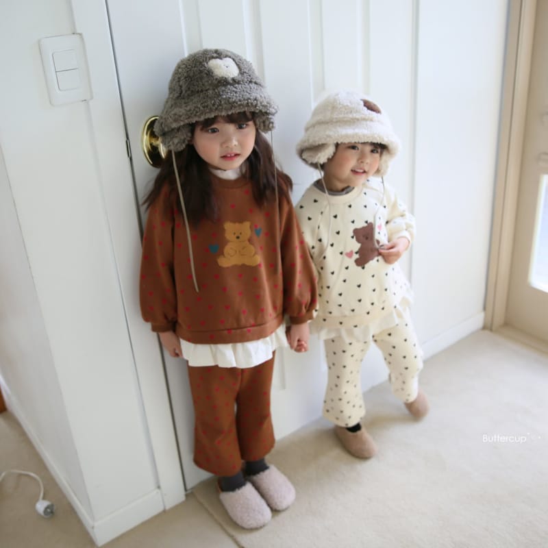 BUTTERCUP - Korean Children Fashion - #Kfashion4kids - Heart Bear Top Bottom Set - 2