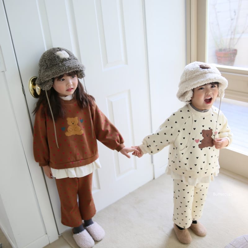 BUTTERCUP - Korean Children Fashion - #Kfashion4kids - Heart Bear Top Bottom Set - 3