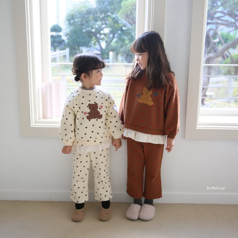 BUTTERCUP - Korean Children Fashion - #Kfashion4kids - Heart Bear Top Bottom Set - 4