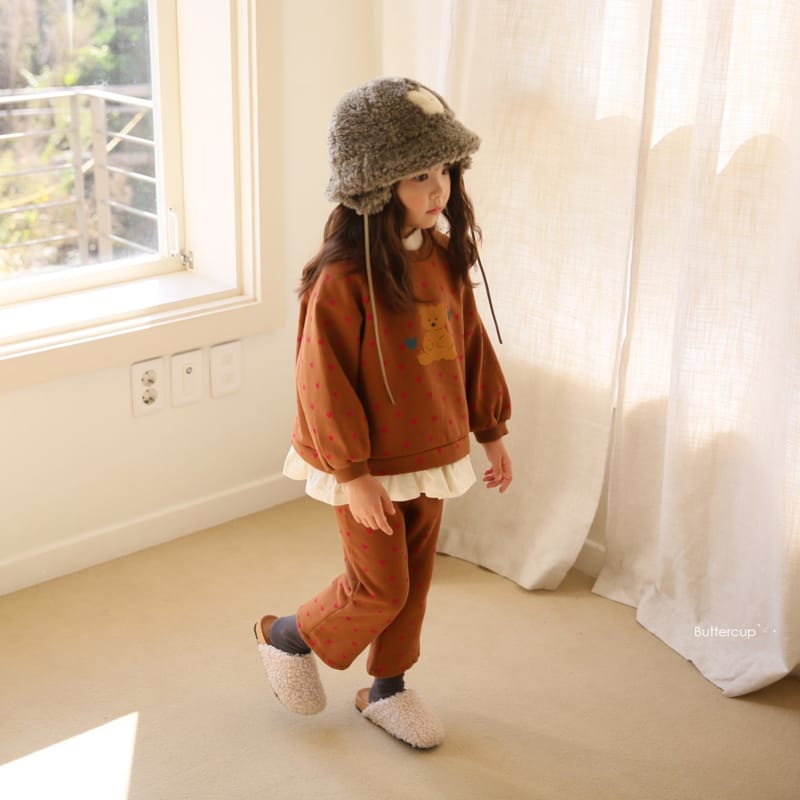 BUTTERCUP - Korean Children Fashion - #Kfashion4kids - Heart Bear Top Bottom Set - 7