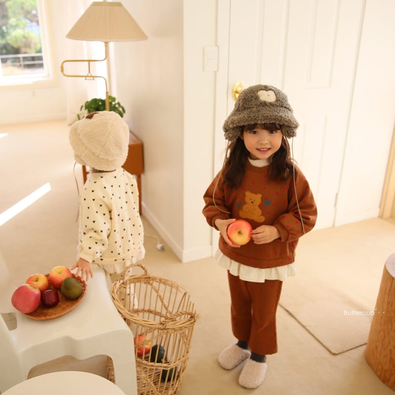 BUTTERCUP - Korean Children Fashion - #Kfashion4kids - Heart Bear Top Bottom Set - 9