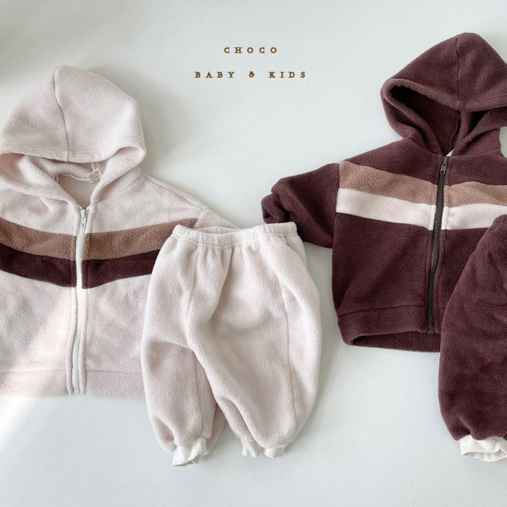 CHOCO BEBE - Korean Children Fashion - #Kfashion4kids - V Color Hoody Jacket Bottom Set - 11