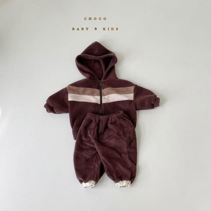 CHOCO BEBE - Korean Children Fashion - #Kfashion4kids - V Color Hoody Jacket Bottom Set - 12