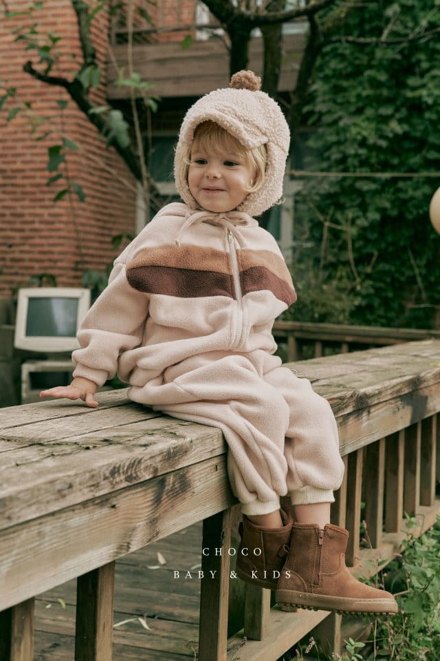 CHOCO BEBE - Korean Children Fashion - #Kfashion4kids - V Color Hoody Jacket Bottom Set - 5
