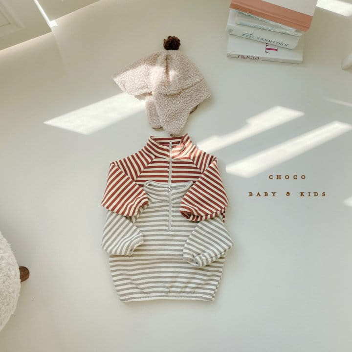CHOCO BEBE - Korean Children Fashion - #Kfashion4kids - Fleece Stripes Anorak Tee - 6
