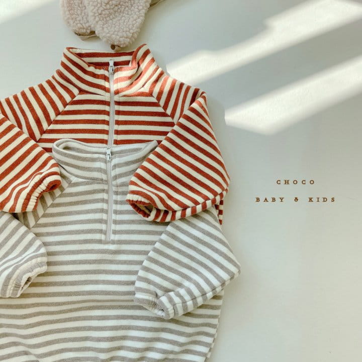 CHOCO BEBE - Korean Children Fashion - #Kfashion4kids - Fleece Stripes Anorak Tee - 8