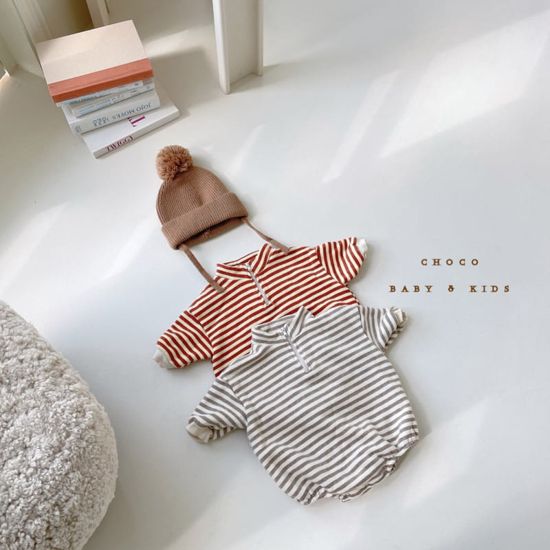 CHOCO BEBE - Korean Children Fashion - #Kfashion4kids - Fleece Stripes Anorak Bodysuit