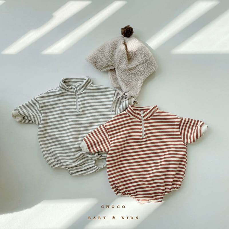 CHOCO BEBE - Korean Children Fashion - #Kfashion4kids - Fleece Stripes Anorak Bodysuit - 2