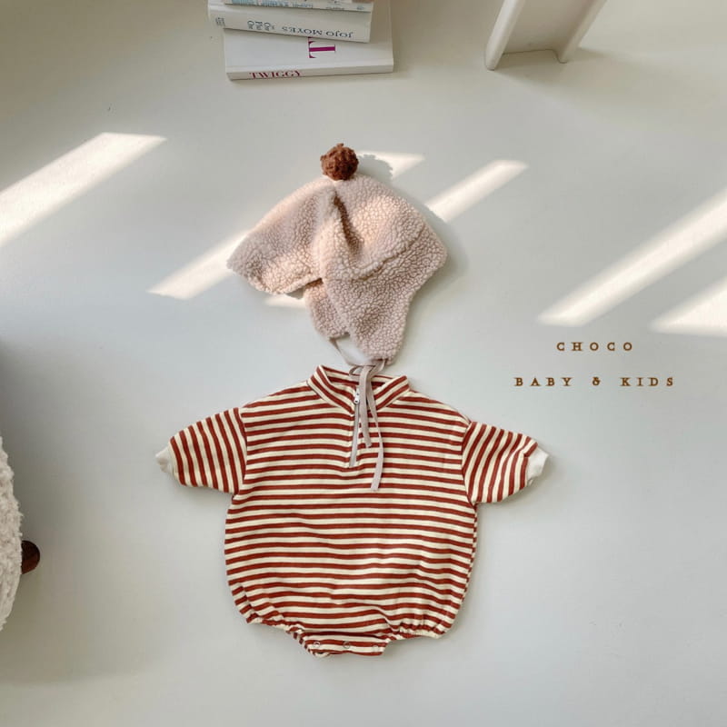 CHOCO BEBE - Korean Children Fashion - #Kfashion4kids - Fleece Stripes Anorak Bodysuit - 4