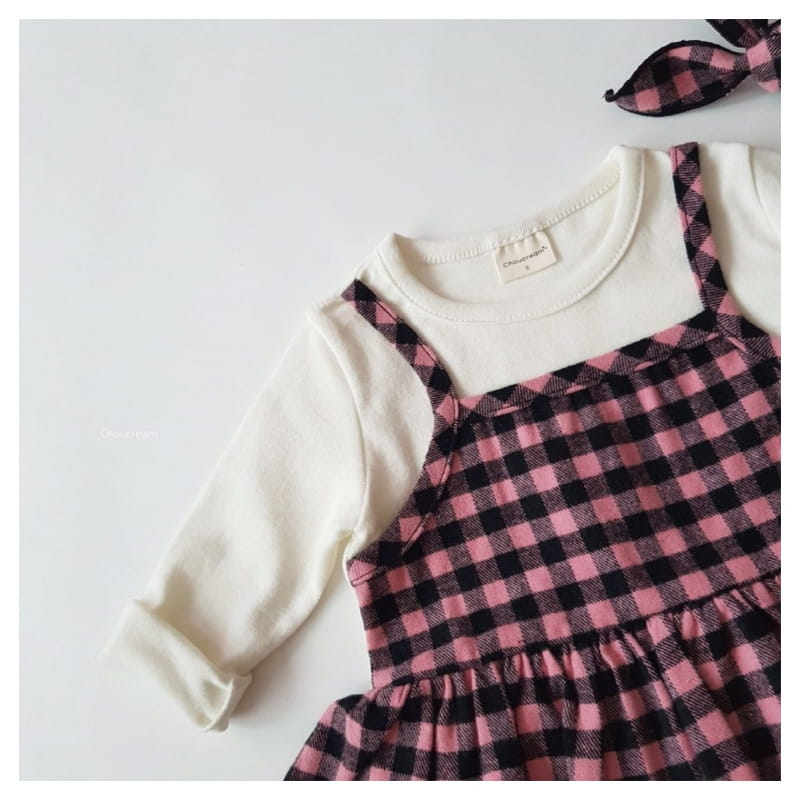 CHOUCREAM - Korean Children Fashion - #Kfashion4kids - Check Bustier Bodysuit with Hairband - 5