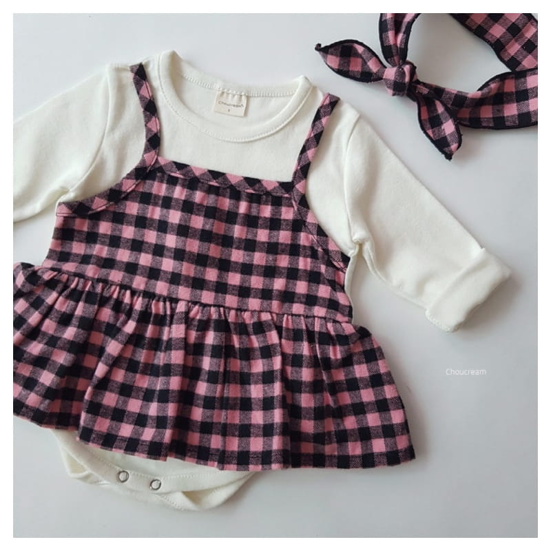 CHOUCREAM - Korean Children Fashion - #Kfashion4kids - Check Bustier Bodysuit with Hairband - 7