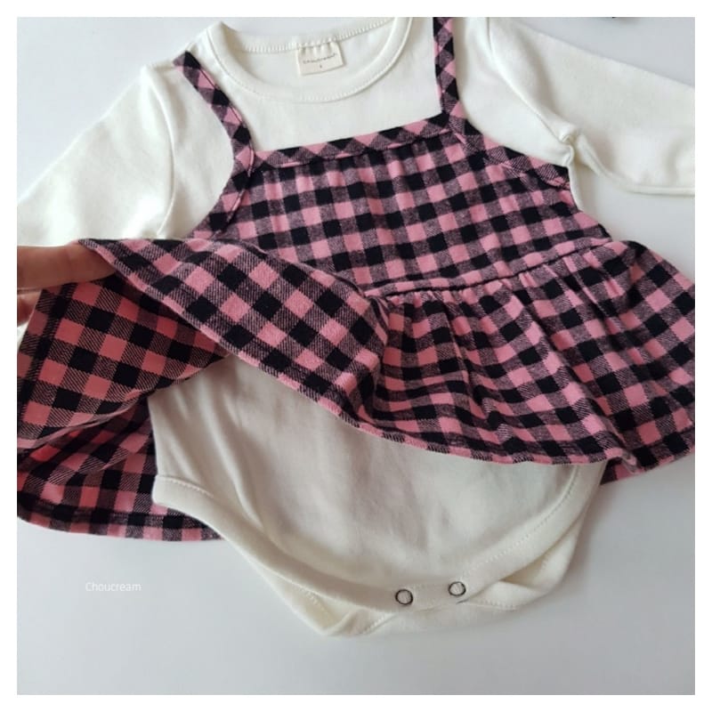 CHOUCREAM - Korean Children Fashion - #Kfashion4kids - Check Bustier Bodysuit with Hairband - 8