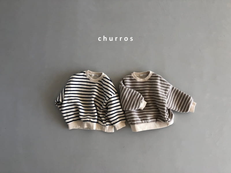 CHURROS - Korean Children Fashion - #Kfashion4kids - Stripes Fleece Sweatshirt - 6
