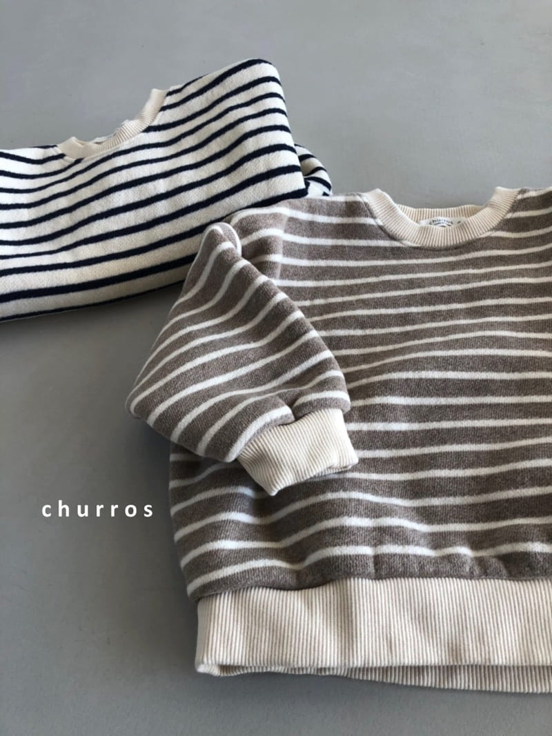 CHURROS - Korean Children Fashion - #Kfashion4kids - Stripes Fleece Sweatshirt - 8