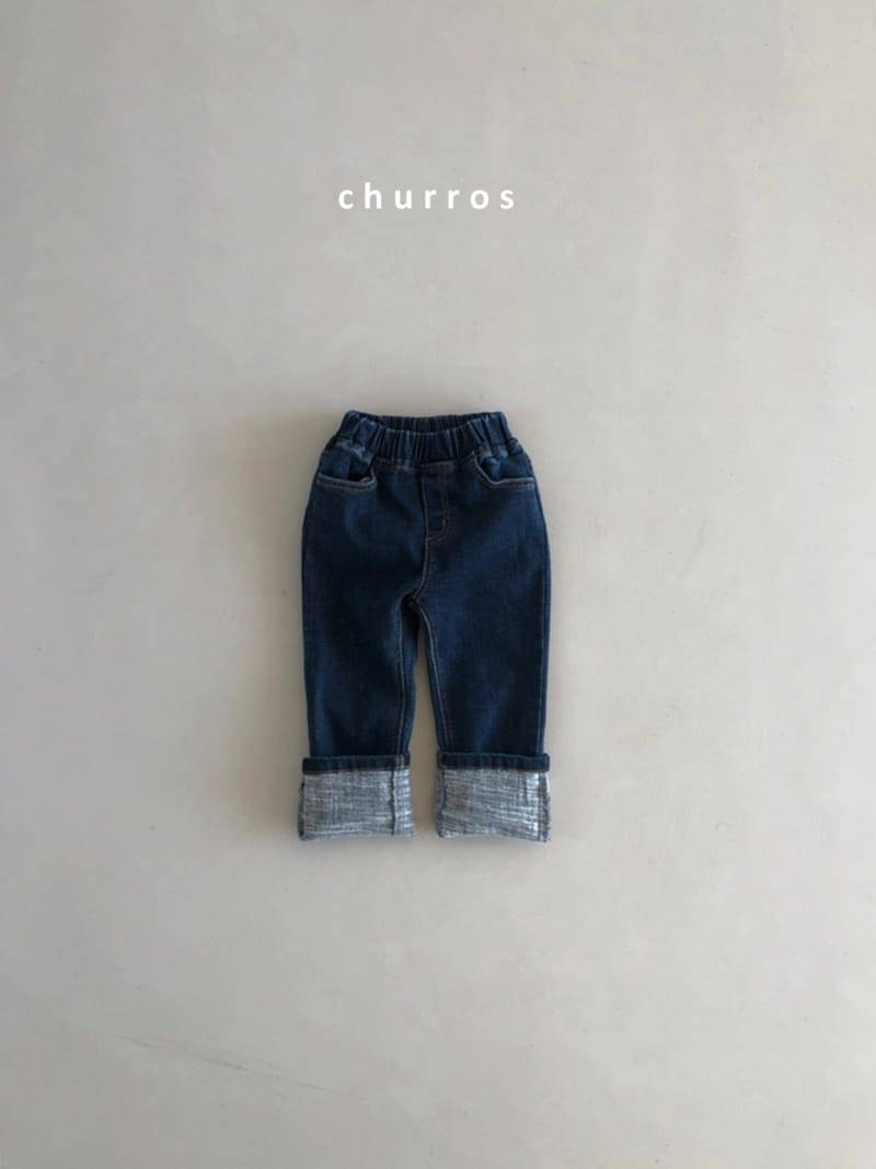 CHURROS - Korean Children Fashion - #Kfashion4kids - Roll-up Fleece Jeans