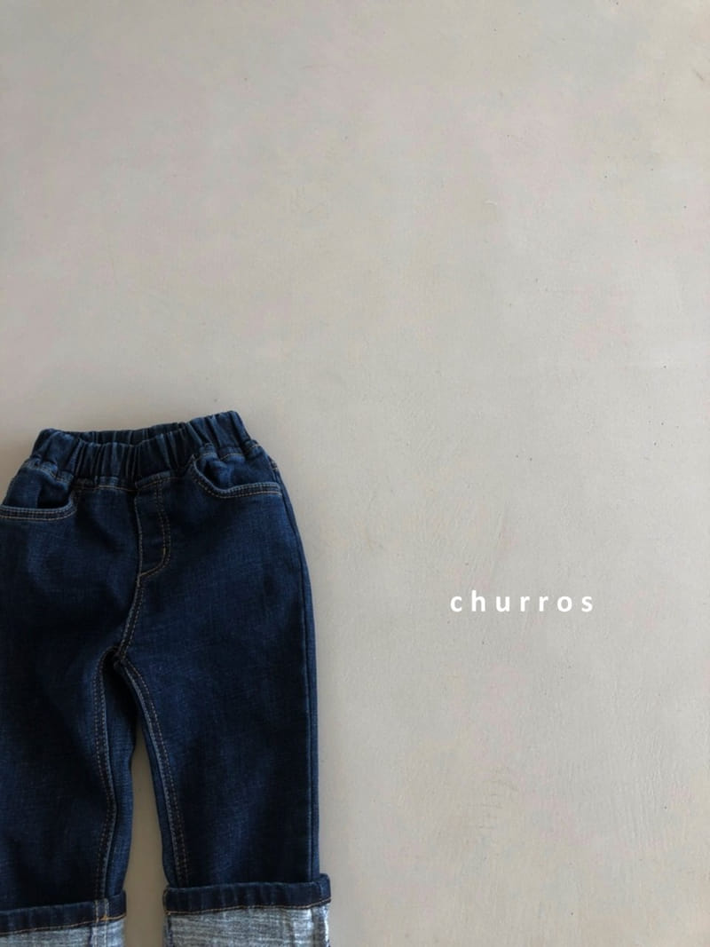 CHURROS - Korean Children Fashion - #Kfashion4kids - Roll-up Fleece Jeans - 3