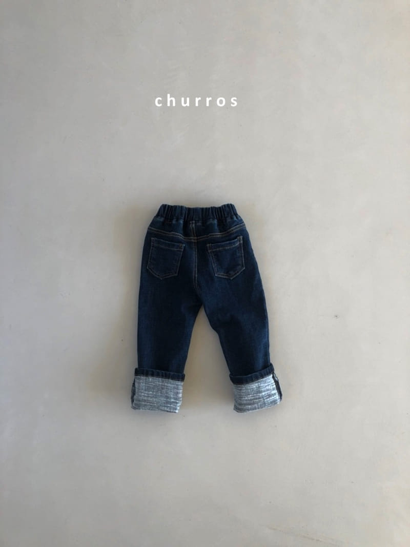 CHURROS - Korean Children Fashion - #Kfashion4kids - Roll-up Fleece Jeans - 5