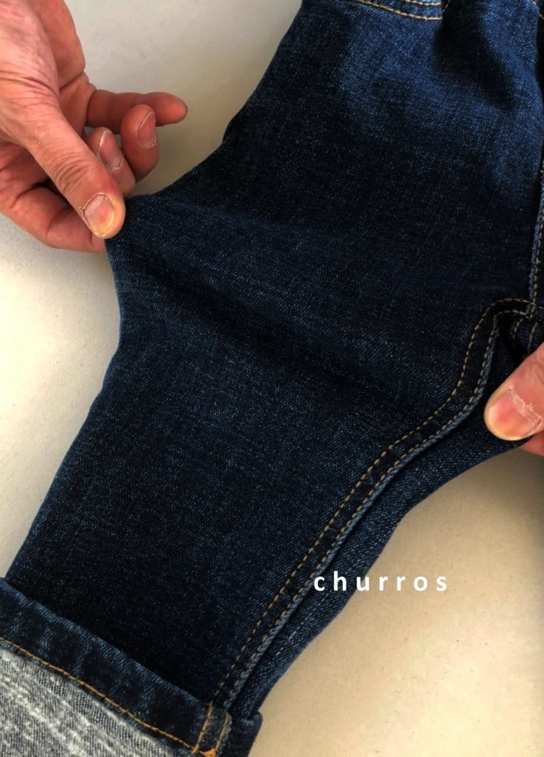 CHURROS - Korean Children Fashion - #Kfashion4kids - Roll-up Fleece Jeans - 6