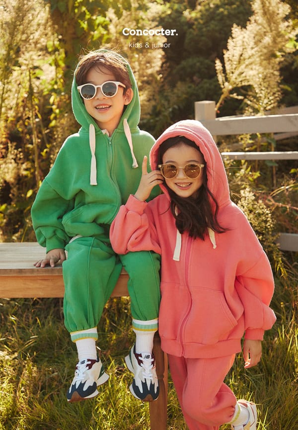 CONCOCTER - Korean Children Fashion - #Kfashion4kids - Jjang Hoody Top Bottom Set - 4