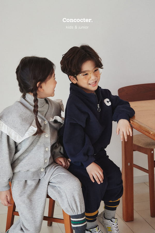 CONCOCTER - Korean Children Fashion - #Kfashion4kids - Frill Collar Cardigan Bottom Set - 12