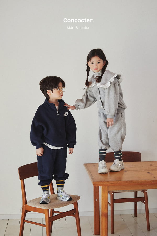 CONCOCTER - Korean Children Fashion - #Kfashion4kids - Frill Collar Cardigan Bottom Set - 5